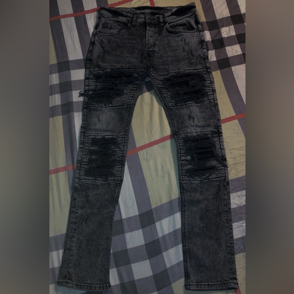 (NEW) H&M Men’s Skinny Jeans in Grey & Black acid wash. waist size 32